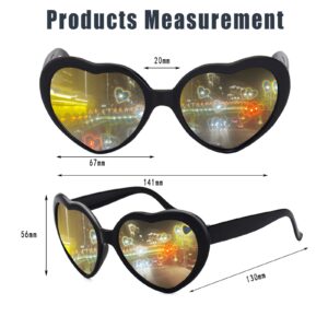 Heart Sunglasses Heart Effect Diffraction Glasses Festival Party Rave Light Accessories Heart Glasses UV400 Protection