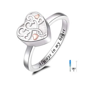 925 sterling silver heart tree of life flower cremation urn ring for ashes for women hold loved ones finger ring memorial keepsake jewelry (10)