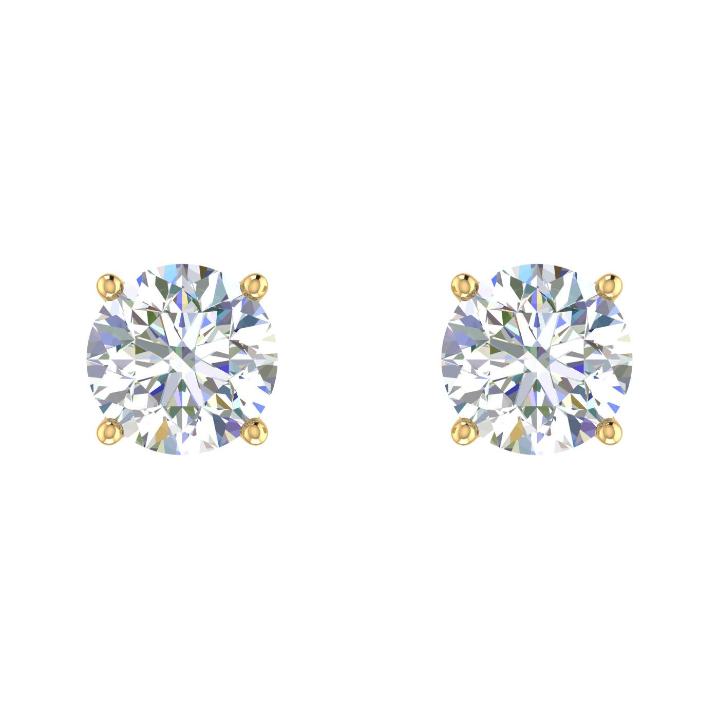 1 Carat 4-Prong Set Diamond Stud Earrings in 14K Yellow Gold (Screw-back)