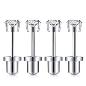 SugarTang Ear Piercing Kit | Disposable Ear Piercing Gun Kit Made in 316L Surgical Stainless Steel with 4mm - 4prong Cubic Zirconia | At Home Self Ear Piercer Kit with Earrings Stud | 4 Pack