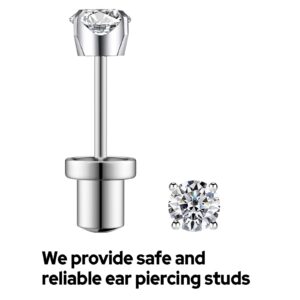 SugarTang Ear Piercing Kit | Disposable Ear Piercing Gun Kit Made in 316L Surgical Stainless Steel with 4mm - 4prong Cubic Zirconia | At Home Self Ear Piercer Kit with Earrings Stud | 4 Pack