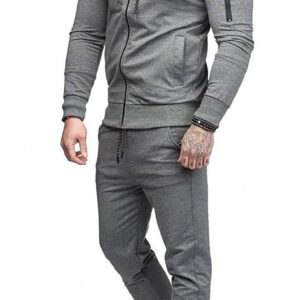 THWEI Mens Tracksuit 2 Piece Sweatsuit Sets Casual Hoodie Jogging Athletic Suits Gray M