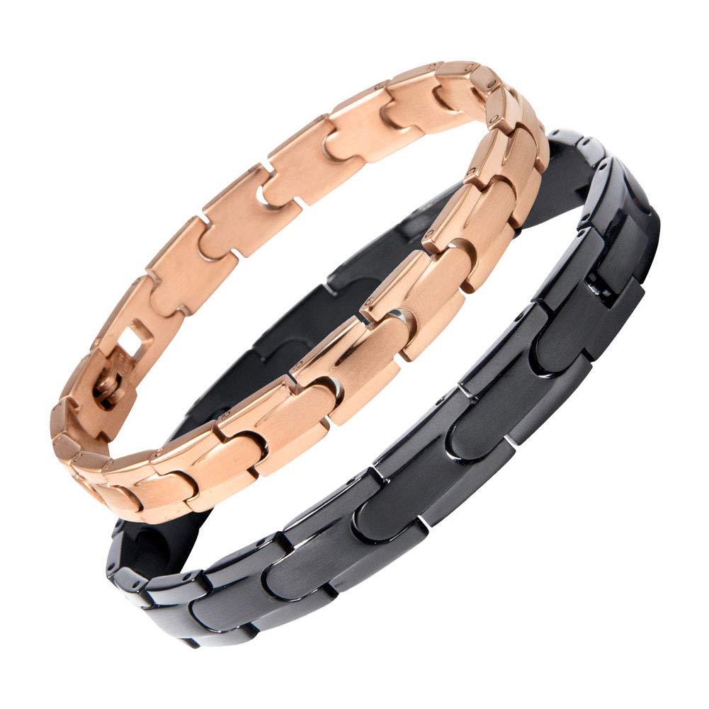 Wolentty His and Hers Couples Bracelets Stainless Steel Distance Bracelets Gift for Valentine's Day - Matching Set (His & Hers)