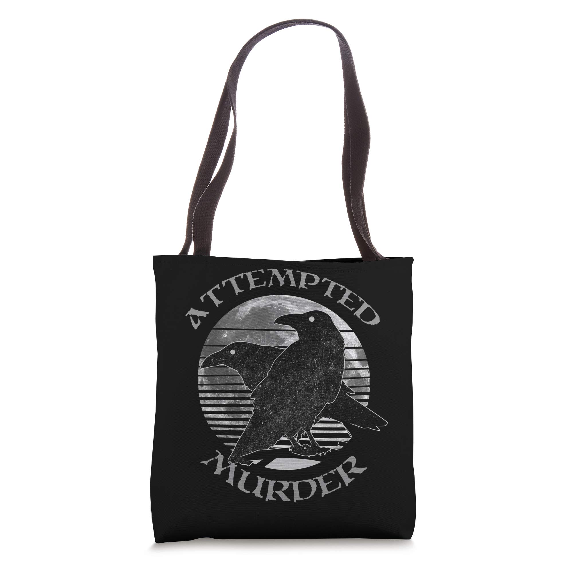 Raven Crow Attempted Murder Retro Moon Wiccan Pagan Gift Tote Bag