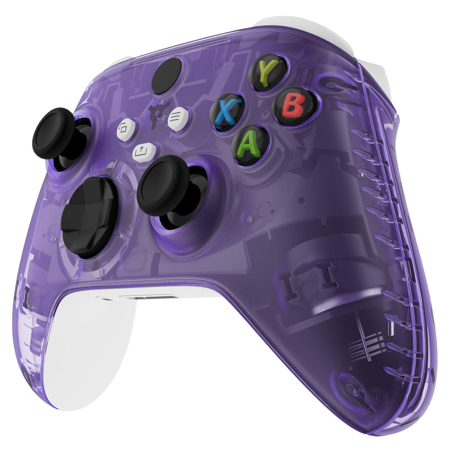 eXtremeRate Side Rails Grips Shell for Xbox Core Wireless Controller, Clear Atomic Purple Replacement Part Front Housing Cover Handles Faceplate for Xbox Series X & S Controller [Controller Excluded]