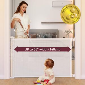 Momcozy Baby Gate, Retractable Baby Gate or Dog Gate 【Easy to USE】 for 33" Tall, Extends up to 55" Wide, Baby Gate for Stairs, Doorways, Hallways, Indoor, Outdoor