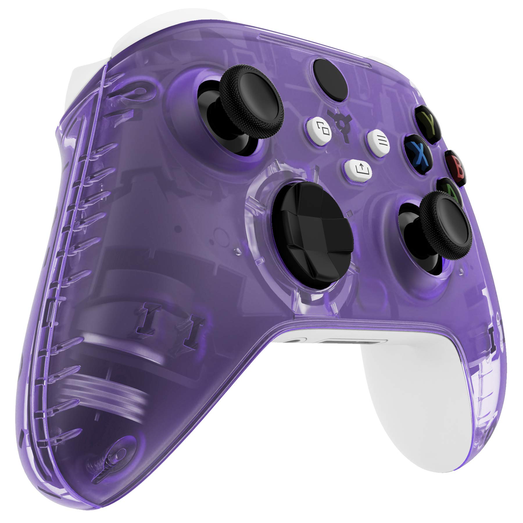 eXtremeRate Side Rails Grips Shell for Xbox Core Wireless Controller, Clear Atomic Purple Replacement Part Front Housing Cover Handles Faceplate for Xbox Series X & S Controller [Controller Excluded]