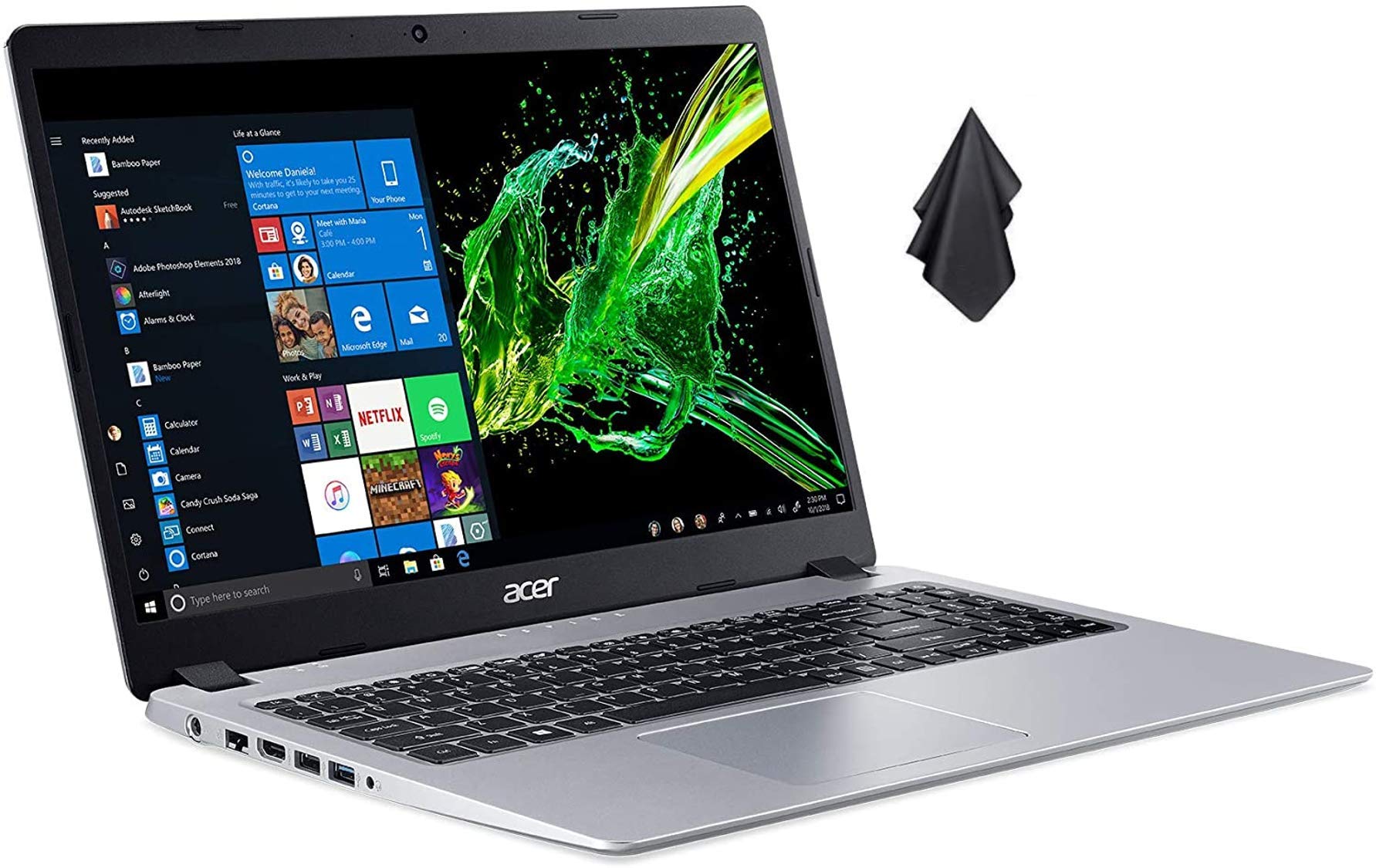 acer 2021 Newest Aspire 5 Slim Laptop, 15.6 inches Full HD IPS Display, AMD Ryzen 3 3200U (up to 3.5GHz), Vega 3 Graphics, 16GB DDR4, 1TB SSD, Backlit Keyboard, Windows 10 + Oydisen Cloth