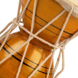 Handmade Wooden & Leather Classical Indian Folk Dumroo Damroo Damaru Hand Drum Set Percussion Decorative Collectible Showpiece World Musical Instruments (Yellow)