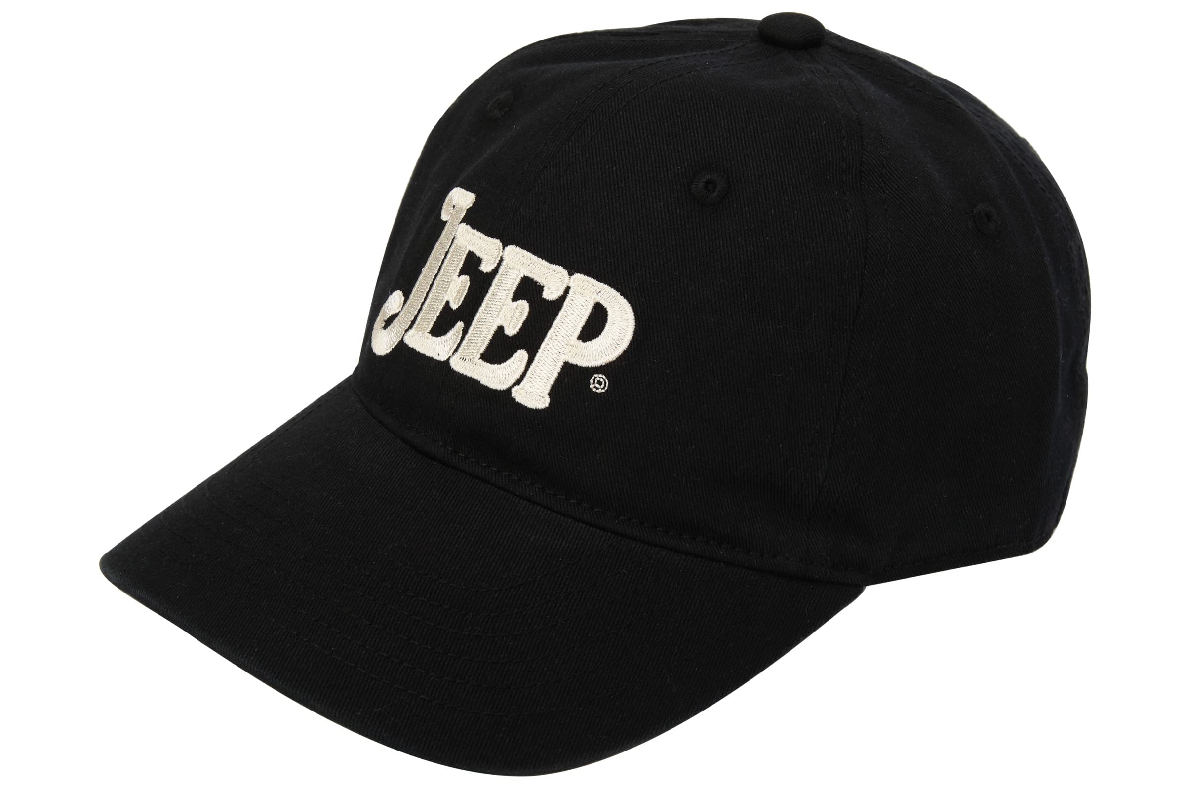 Jeep Vintage Script Logo Heavy Chino Twill Hat - Black