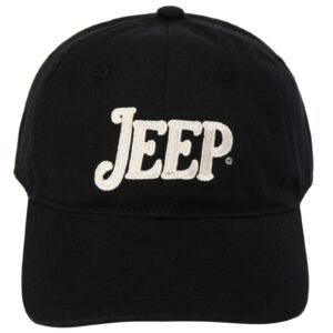 Jeep Vintage Script Logo Heavy Chino Twill Hat - Black