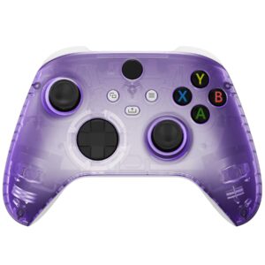 eXtremeRate Side Rails Grips Shell for Xbox Core Wireless Controller, Clear Atomic Purple Replacement Part Front Housing Cover Handles Faceplate for Xbox Series X & S Controller [Controller Excluded]