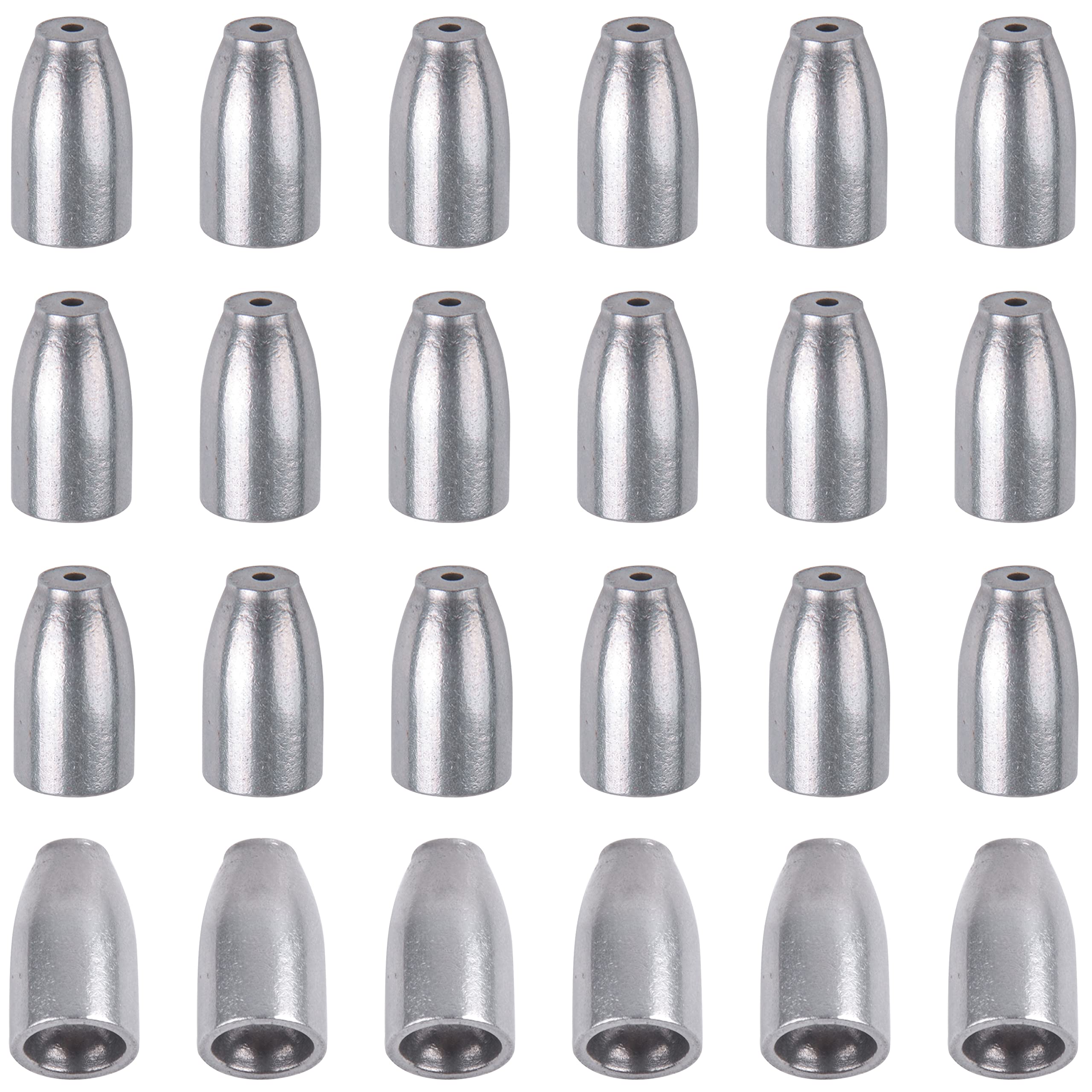 Fishing Weights Sinker Bullet Fishing Sinkers, 24pcs Worm Weights Slip Sinkers Iron Fishing Weights Sinkers for Bass Fishing Pitching and Flipping Texas Rigs Saltwater Freshwater Fishing Tackle