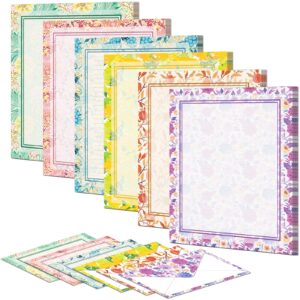 anzon mories vintage morris stationery paper (both sides lined) 48 sheet, self-sealing envelopes 24 pc, heavy weight floral writing letter stationary, printer friendly, us letter size 11" x 8.5"