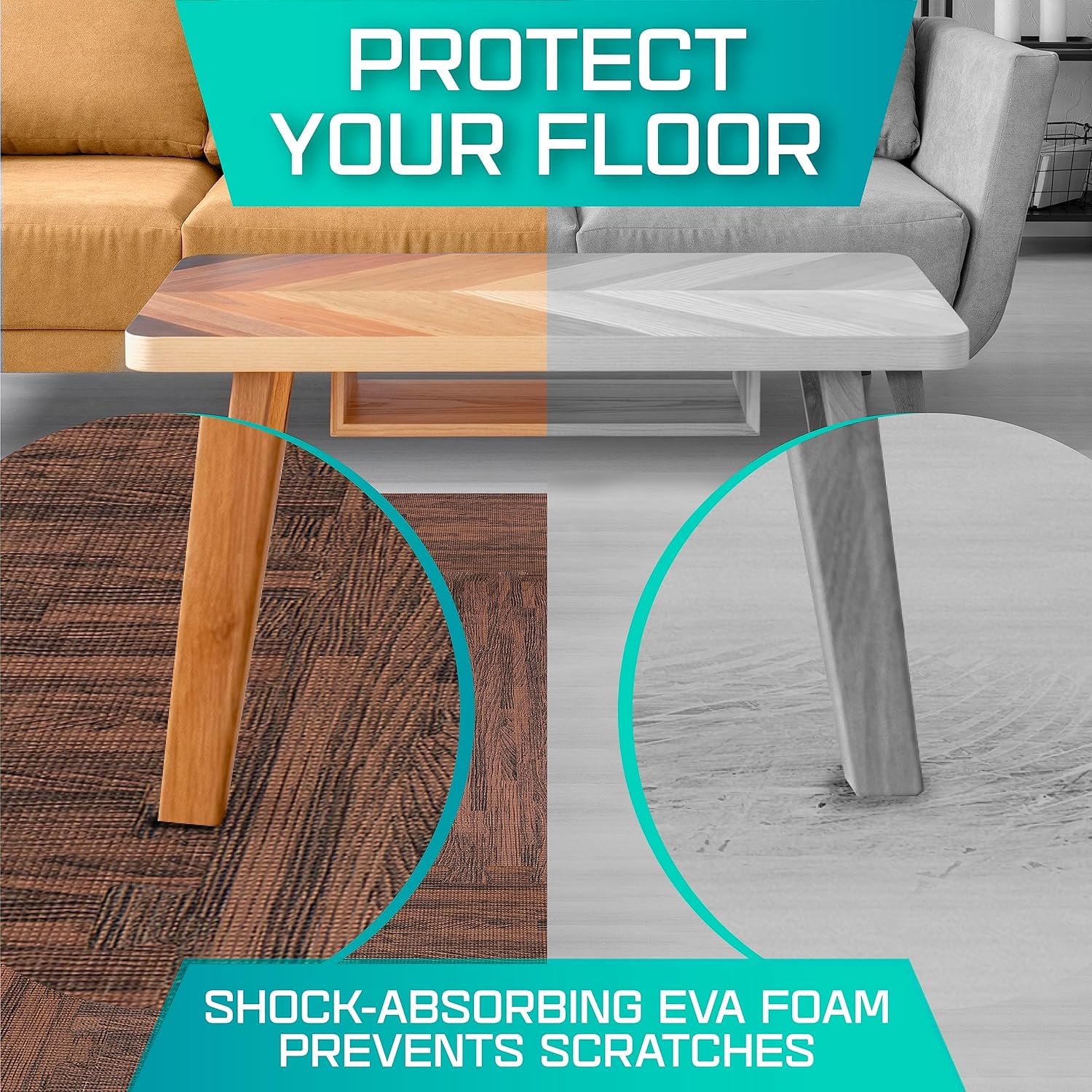 Yes4All 7/16" Thick Eva Wood Grain Floor Mat For Home Gym Equipment, Interlocking Mat Foam Tiles with Border- Grey Oak Wood, 12 tiles 24"x 24"x 7/16" cover 48 Sqft