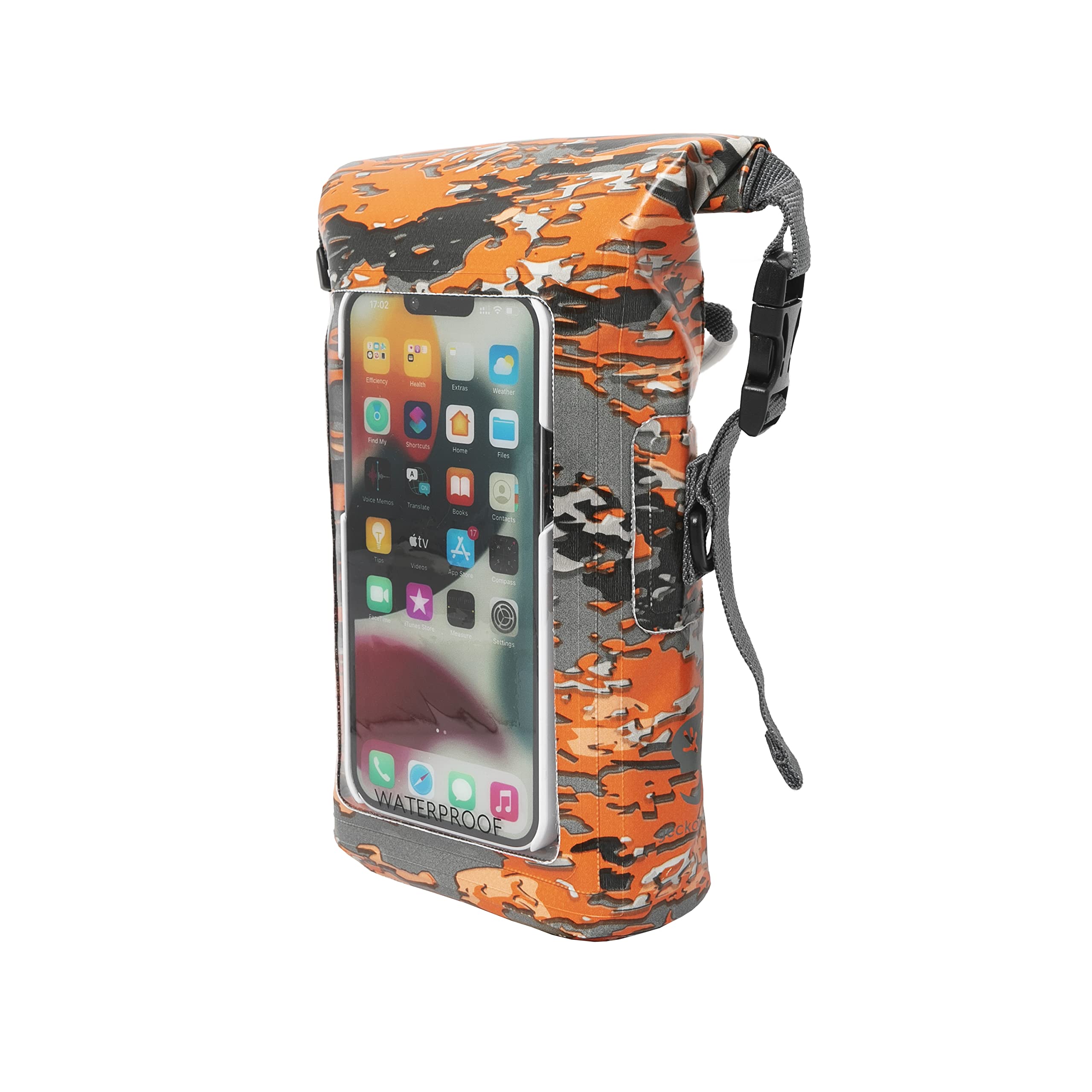 geckobrands Waterproof Phone Tote Dry Bag Waterproof Case, Ember geckoflage - Works with Samsung Galaxy, iPhone, Google