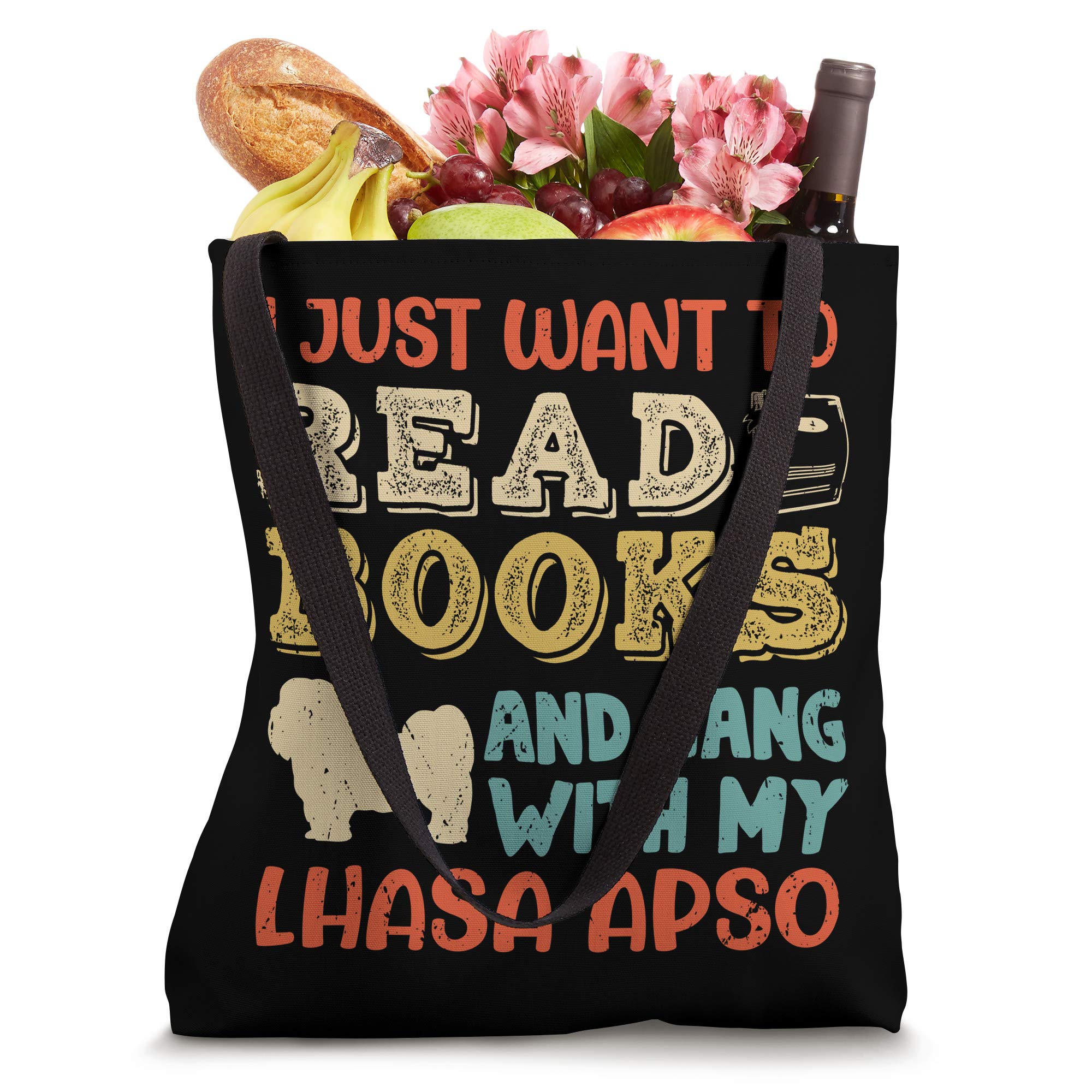 Lhasa Apso Mom I Just Want Read Books Hang Dog Gift Tote Bag