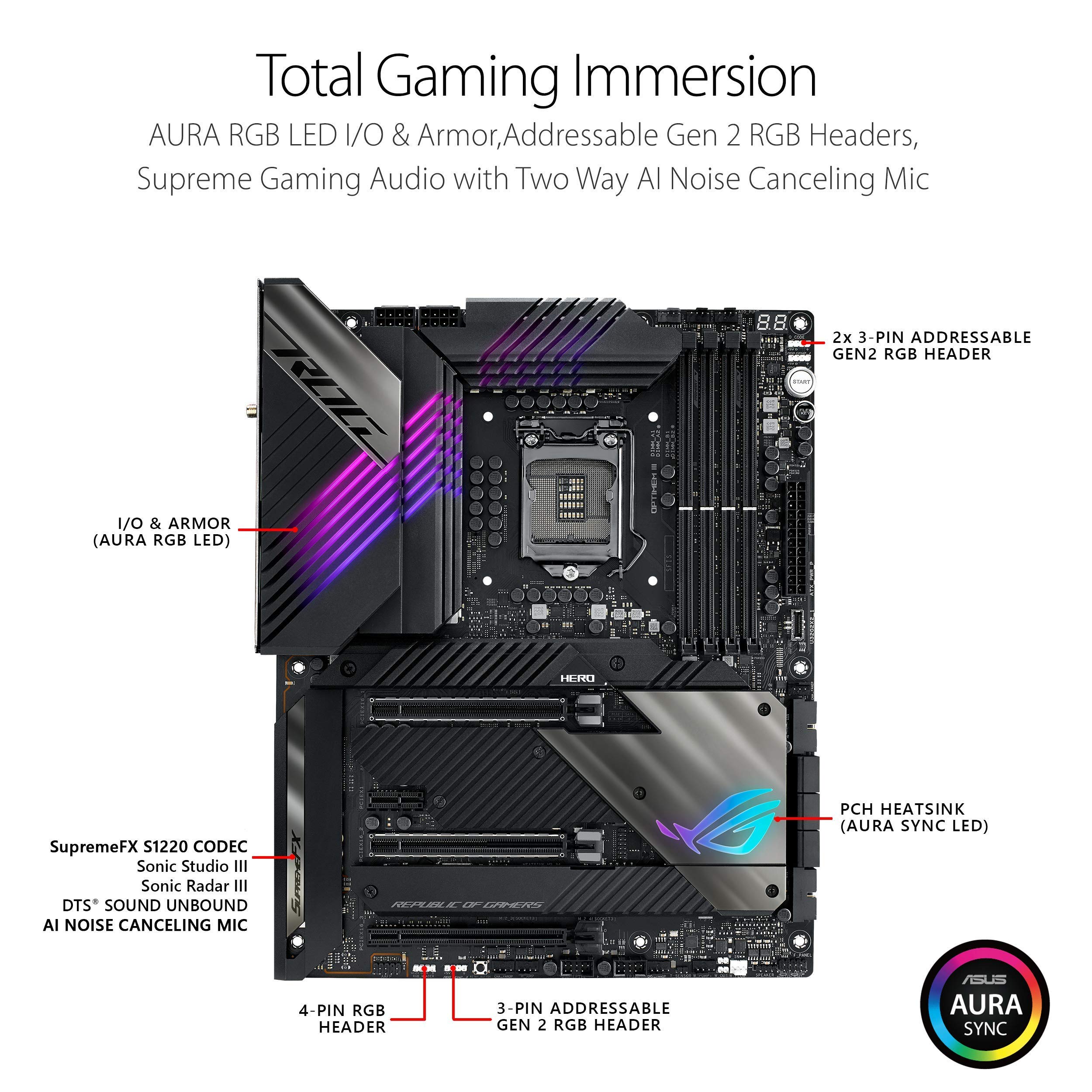 ROG Maximus XIII Hero (WiFi 6E) Z590 LGA 1200(Intel®11th/10th Gen) ATX gaming motherboard (PCIe 4.0, 14+2 power stages, DDR4 5333+, Dual 2.5Gb LAN,Thunderbolt 4 onboard, 4X M.2/NVMe SSD, Aura RGB)