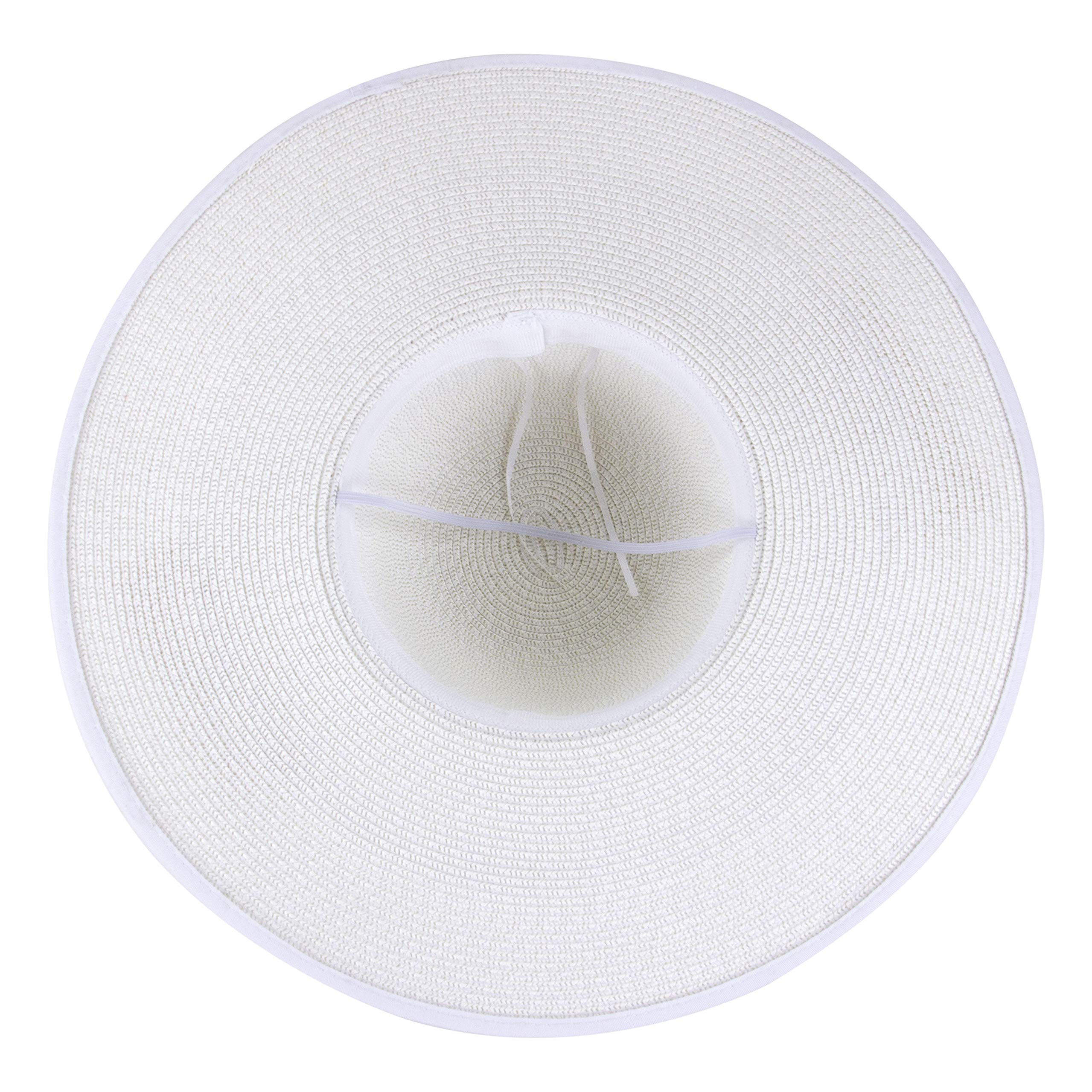 Muryobao Womens Sun Straw Hat Wide Brim UV UPF 50 Summer Hat Foldable Roll up Floppy Beach Cap for Women White