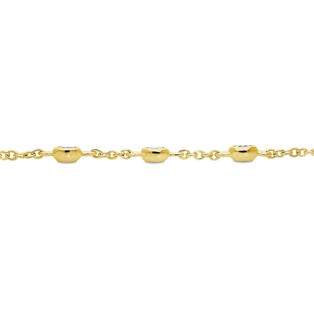 BERRICLE Sterling Silver Cubic Zirconia CZ by the Yard Station Bracelet for Women, Yellow Gold Flashed