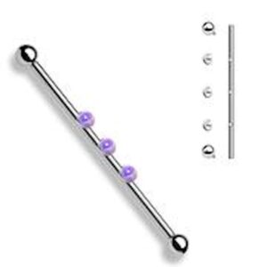 covet jewelry 3-internal thread round opal center 316l surgical steel internal thread industrial barbell (opal purple)