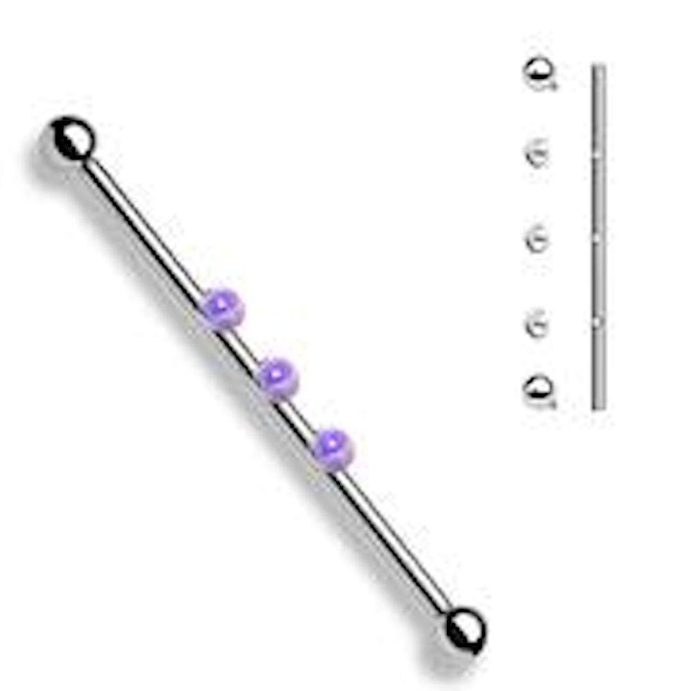 Covet Jewelry 3-Internal Thread Round Opal Center 316L Surgical Steel Internal Thread Industrial Barbell (Opal Purple)