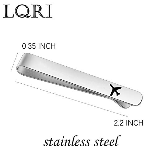 LQRI Airplane Tie Clip Airplane Jewelry Pilot Gift Fly Safe Tie Clip Aviation Gifts Pilot Tie Bar Gifts Traveling Long Distance Relationship Gift for Men (Airplane Tie Clip)