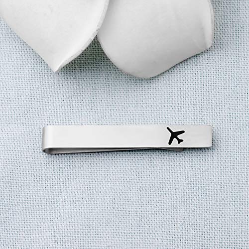 LQRI Airplane Tie Clip Airplane Jewelry Pilot Gift Fly Safe Tie Clip Aviation Gifts Pilot Tie Bar Gifts Traveling Long Distance Relationship Gift for Men (Airplane Tie Clip)