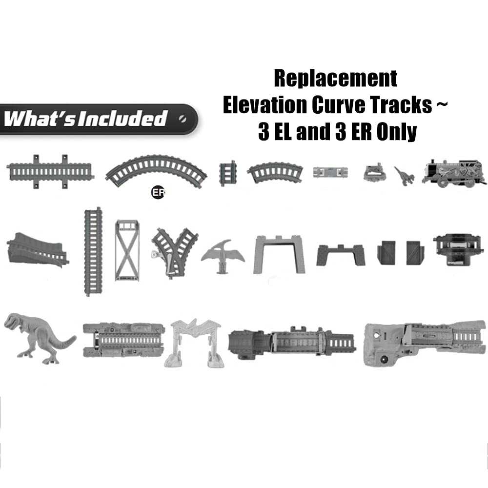 Replacement Parts for Thomas The Train - FJL40 ~ Thomas & Friends Trackmaster Dino Escape Train Track Set ~ Replacement Elevation Curve Tracks ~ 3 EL and 3 ER