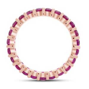 Ruby Round Cut Stackable Eternity Band Ring For 14k Rose Gold Over Sterling Silver Jewelry For Womens Ring Size-7