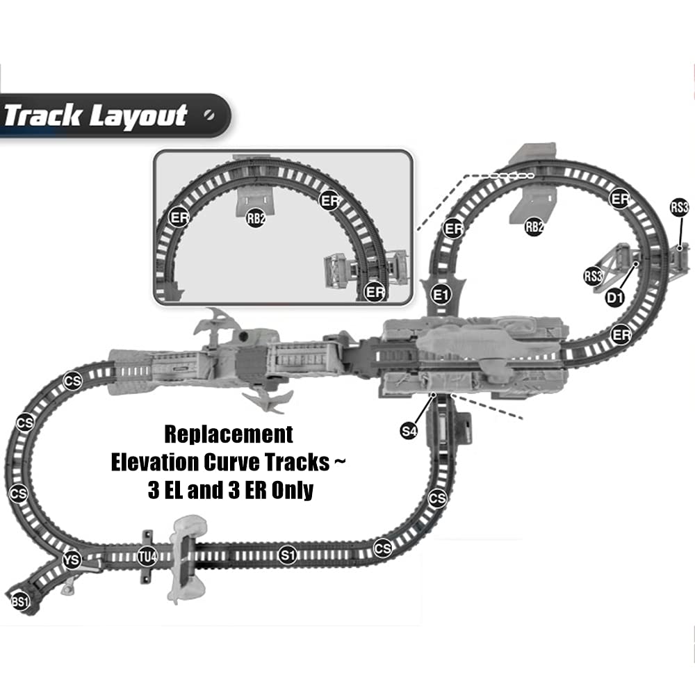 Replacement Parts for Thomas The Train - FJL40 ~ Thomas & Friends Trackmaster Dino Escape Train Track Set ~ Replacement Elevation Curve Tracks ~ 3 EL and 3 ER