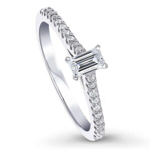 berricle sterling silver solitaire wedding engagement rings 0.3 carat emerald cut cubic zirconia cz promise ring for women, rhodium plated size 4