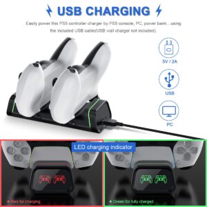 PS5 Charging Station, Apoex PS5 Controller Charger with LED Indicator and Dualsense Type C Ports, Charging Dock Station for Playstation 5 / PS5/ Controller