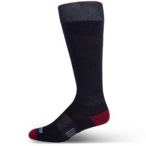 USA Made - Ski and Snowboard Socks - Micro Weight Liner - Over the Calf Socks - Merino Wool - Mountain Heritage - Patriot - Large