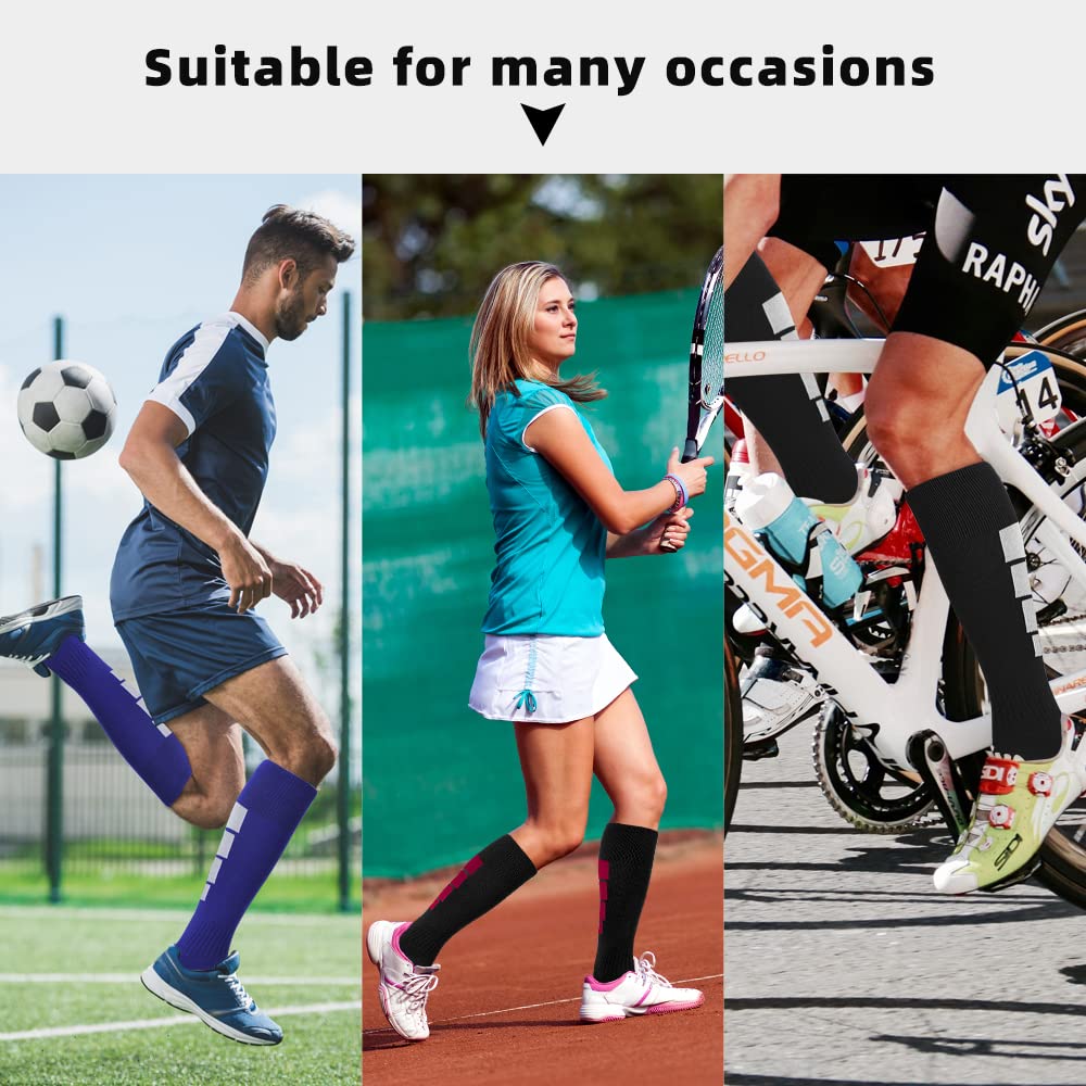 3 Pairs Soccer Socks, Sport Knee High Socks Calf Compression Athletic Socks for Mens and Women Running&Training Football Thickening Keep Warm Sock