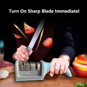 Original Premium Knife Sharpener, Professional Kitchen Chef 3 Slot Design, Easy Sharpening, Slip Resistant Grip, Safely Sharpen Knives, Restore Dull Knife for A Sharp Edge