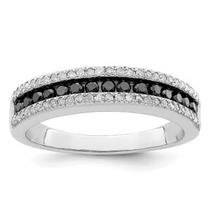 925 Sterling Silver Black White Diamond Ring Night Fine Jewelry For Women Gifts For Her