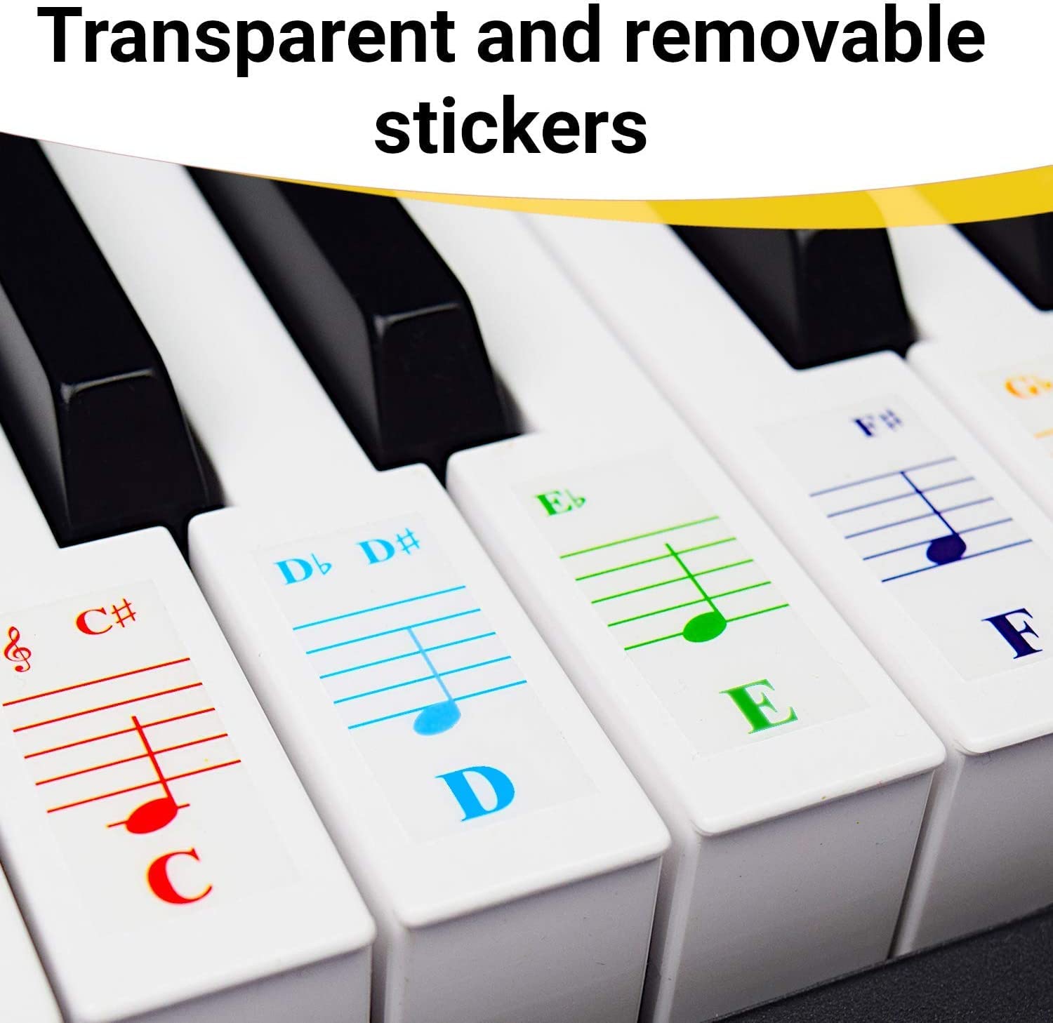 QMG Color Piano and Keyboard Stickers and Complete Color Note Piano Music Lesson and Guide Book 1 and Book 2 for Kids and Beginners; Designed and Printed in USA