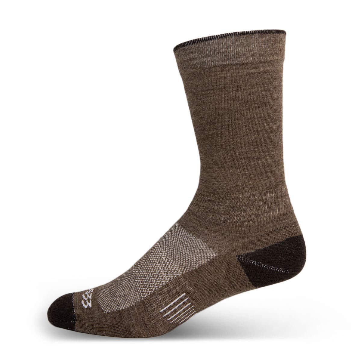 USA Made - Boot Socks - Micro Weight Liner - Hunting Socks - Merino Wool - Mountain Heritage - Coffee - Large