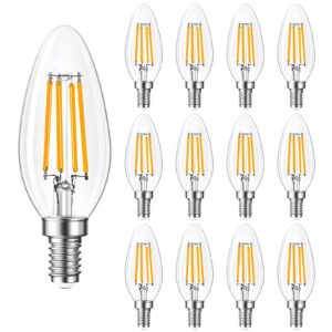 qingmiao b11 e12 led candelabra bulbs dimmable 4w(40 watt equivalent), chandelier light bulbs 400lm, 3000k soft white, ceiling fan bulbs for candle light, home decor, wall lamps, table lamps, 12 pack