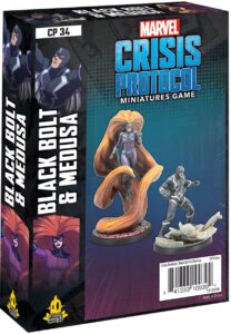 marvel crisis protocol black bolt and medusa character pack | miniatures battle game | strategy game for adults and teens | ages 14+ | 2 players | avg. playtime 90 minutes | made by atomic mass games