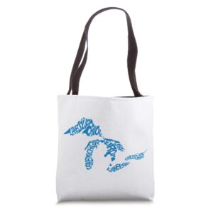 michigan love great lakes tote bag