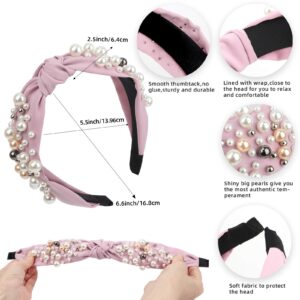 OAOLEER 6 Pack Pearl Headbands for Women with Vintage Elastic Knotted Wide Hair Bands