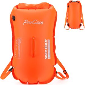 procase 35l swim buoy dry bag, floating waterproof backpack with shoulder waist strap for open water swimming paddling boating kayaking rafting hiking camping fishing beach -orange