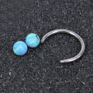 Piercingpops 4PCS 16G Surgical Steel Opal Horseshoe & Captive Bead Nose Hoop Septum Earring Eyebrow Tongue Lip Nipple Helix Tragus Piercing Rings Set (4PCS -10MM (Mix Color Horseshoe))