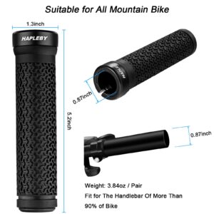 Hapleby Premium Bike Handlebar Grips, Single Lock-on Bike Grips, Professional Mountain Bicycle Handlebar Locking Grips with Anti-slip, 2PCS Screw and 2PCS Allen Wrench for Free