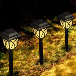 lamtree 8 pack solar garden lights, solar lights outdoor waterproof, solar pathway lights, solar path lights,solar stake lights,solar landscape lights, for yard,patio,landscape,walkway,lawn and graden