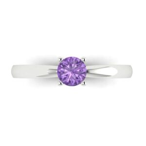 Clara Pucci 0.50 ct Round Cut Solitaire VVS1 Alexandrite Wedding Bridal Designer Anniversary Engagement Ring 14k White Gold 10.75