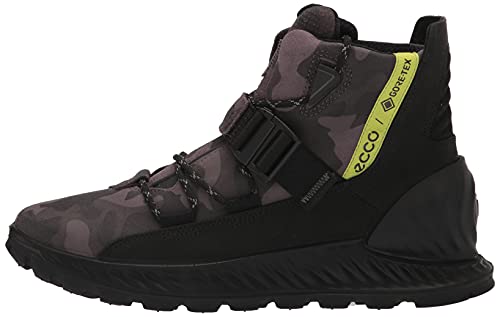 ECCO Men's Exostrike Gore-TEX Waterproof Buckle Hiking Boot, Titanium/Black, 6-6.5