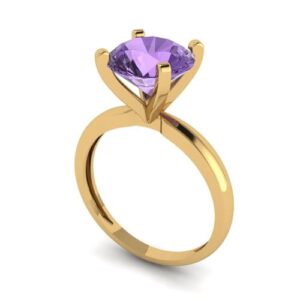 Clara Pucci 3.0 ct Round Cut Solitaire VVS1 Alexandrite Wedding Bridal Designer Anniversary Engagement Ring in 14k Yellow Gold Size 9